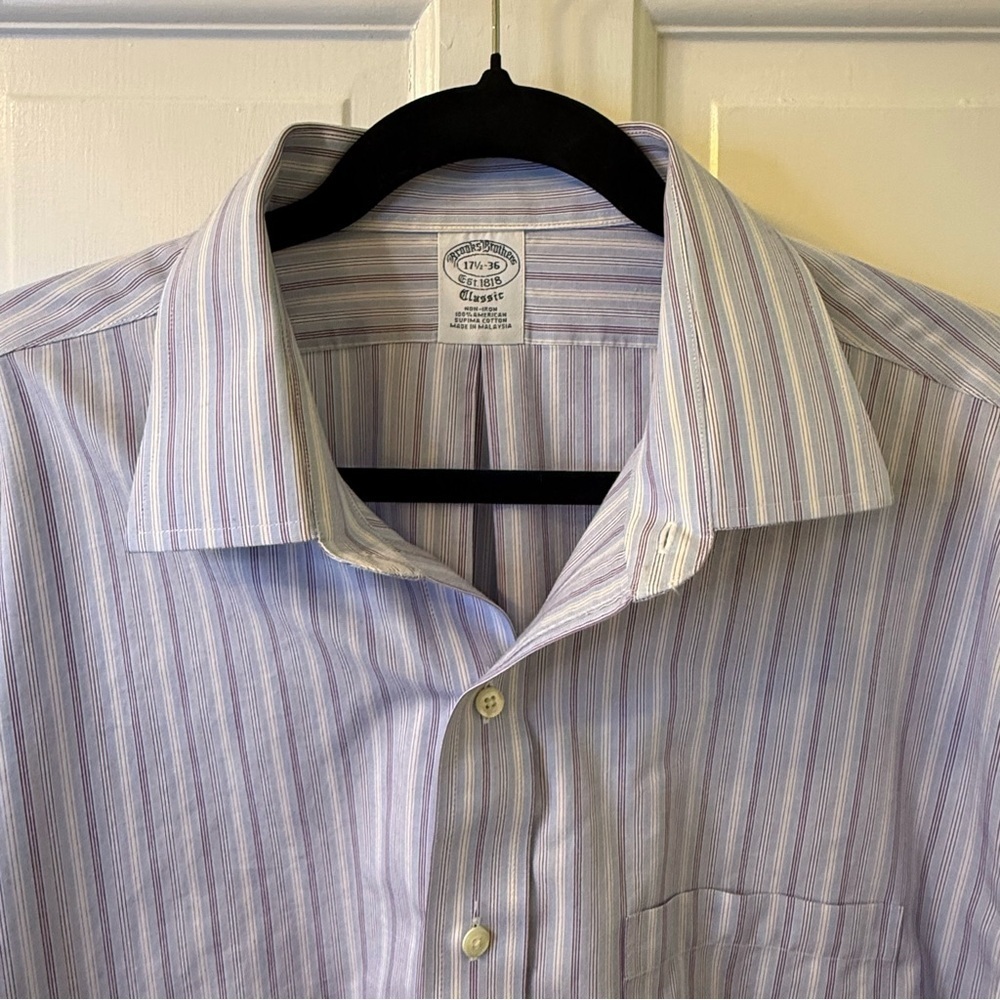 Brooks Brothers Blue and White Dress Shirt Classic Business Style - Picture 2 of 8